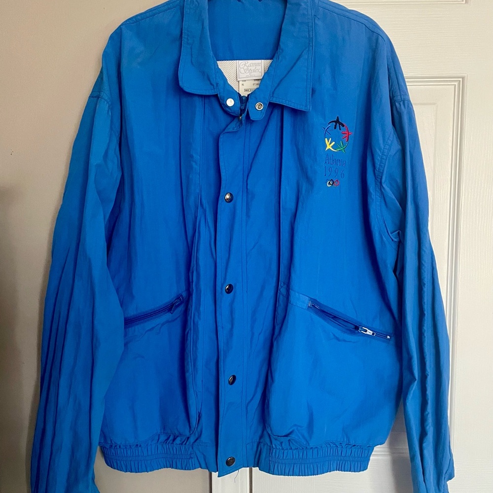 1996 Atlanta Olympics Royal Blue Windbreaker Jacket size XL